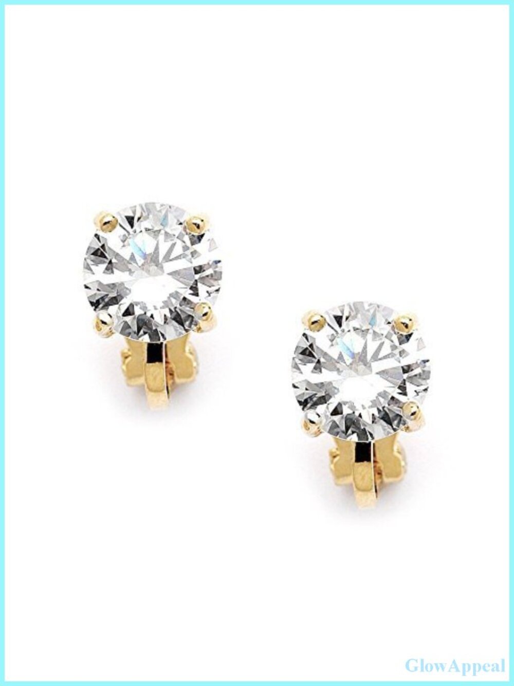 14K Gold Plated Clip On Earrings Cubic Zirconia Wedding Bridal Jewelry